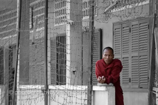 Cambodian Monk at S21, Cambodia